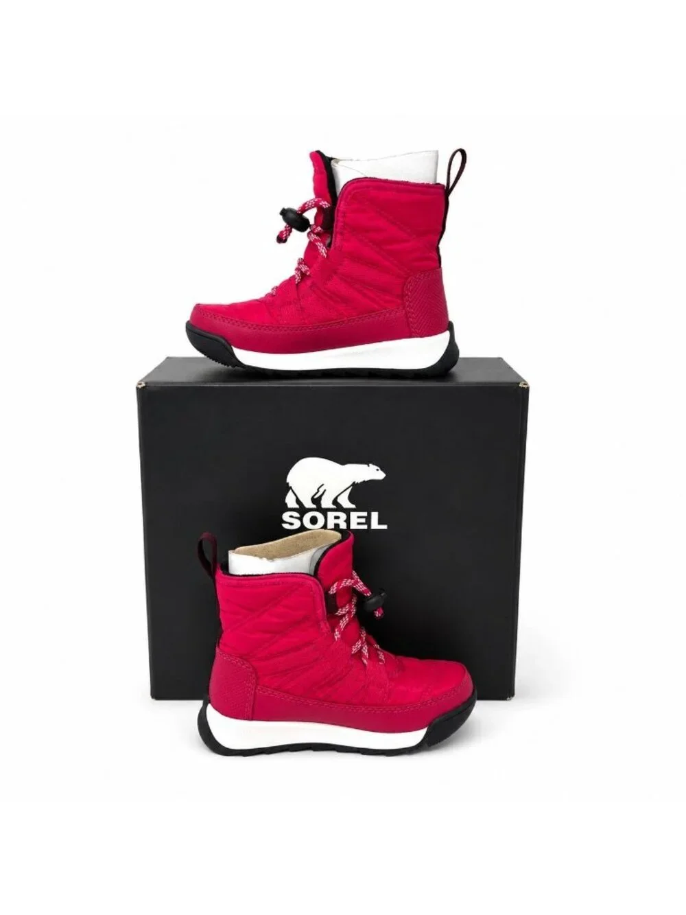 Sorel Whitney II Short Lace Waterproof Insulated Boots Girls 8 Fuchsia Rush Blac